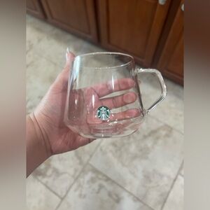 Starbucks Transparent Glass Mug with Green Logo